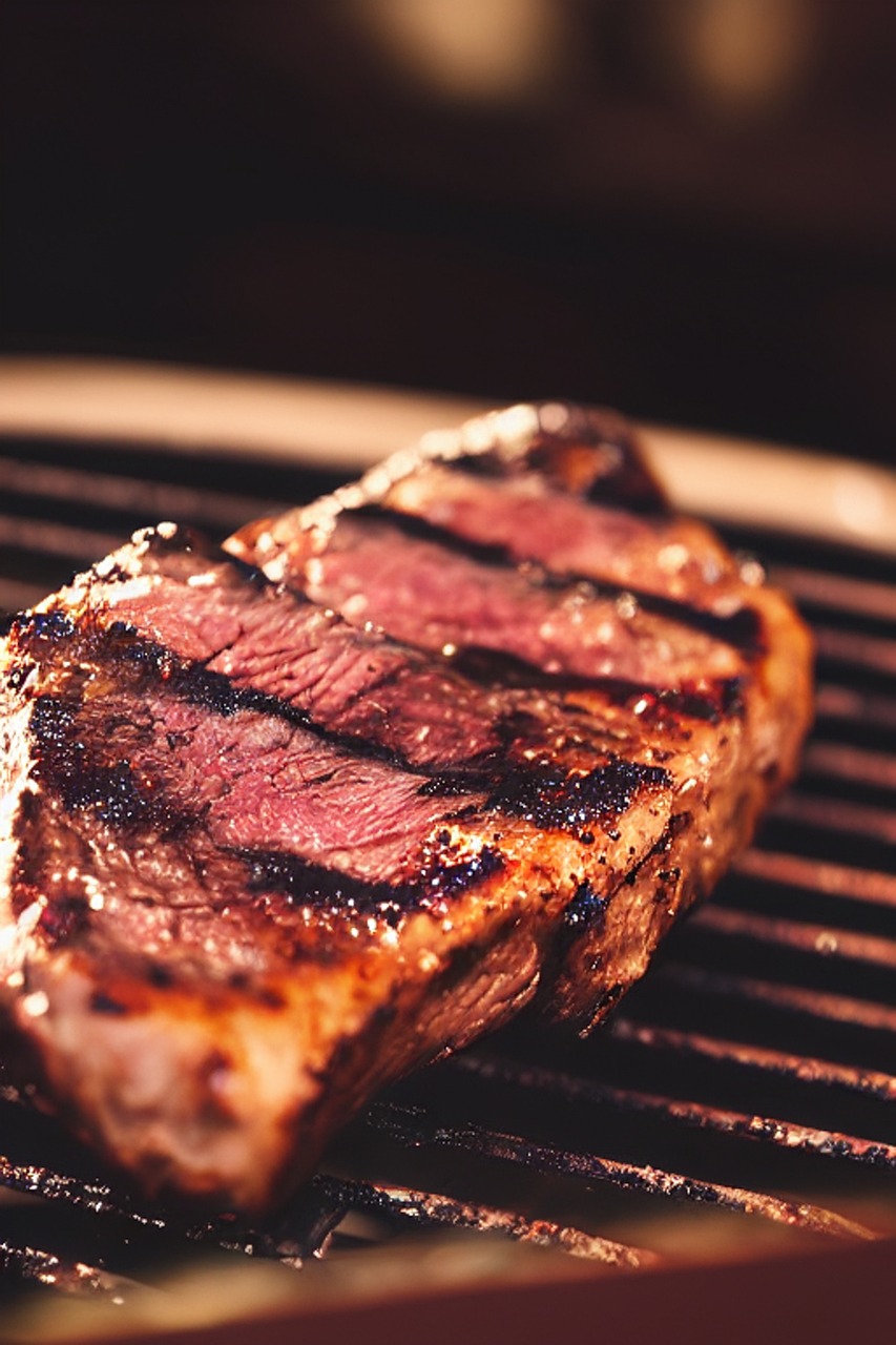 Raw Porterhouse Steak: "Raw porterhouse steak with marbling, ready for seasoning and grilling