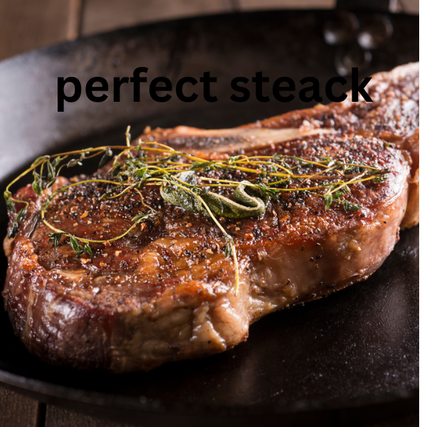 Raw ribeye steak with rich marbling placed on a wooden cutting board, ready for cooking